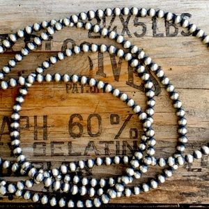 60” 6 mm Sterling Silver Navajo pearls
